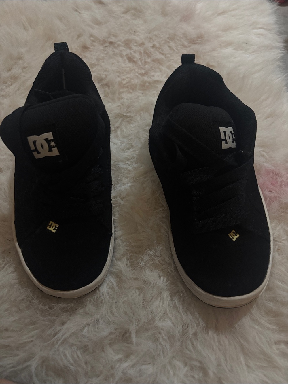DC Kids Black Low-Top Skate Sneakers with White Sole